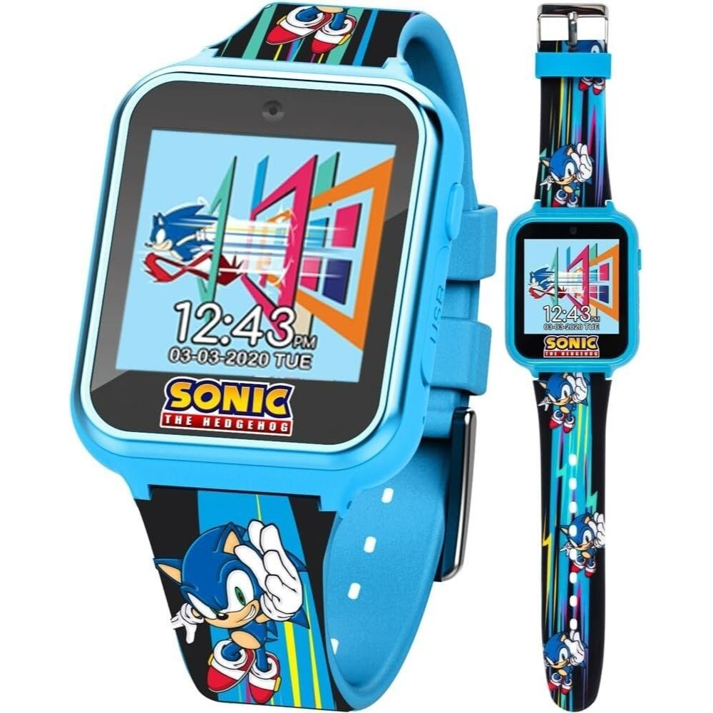 Accutime Sonic the Hedgehog Kids Smart Watch Blue Sonic Interactive Touchscreen